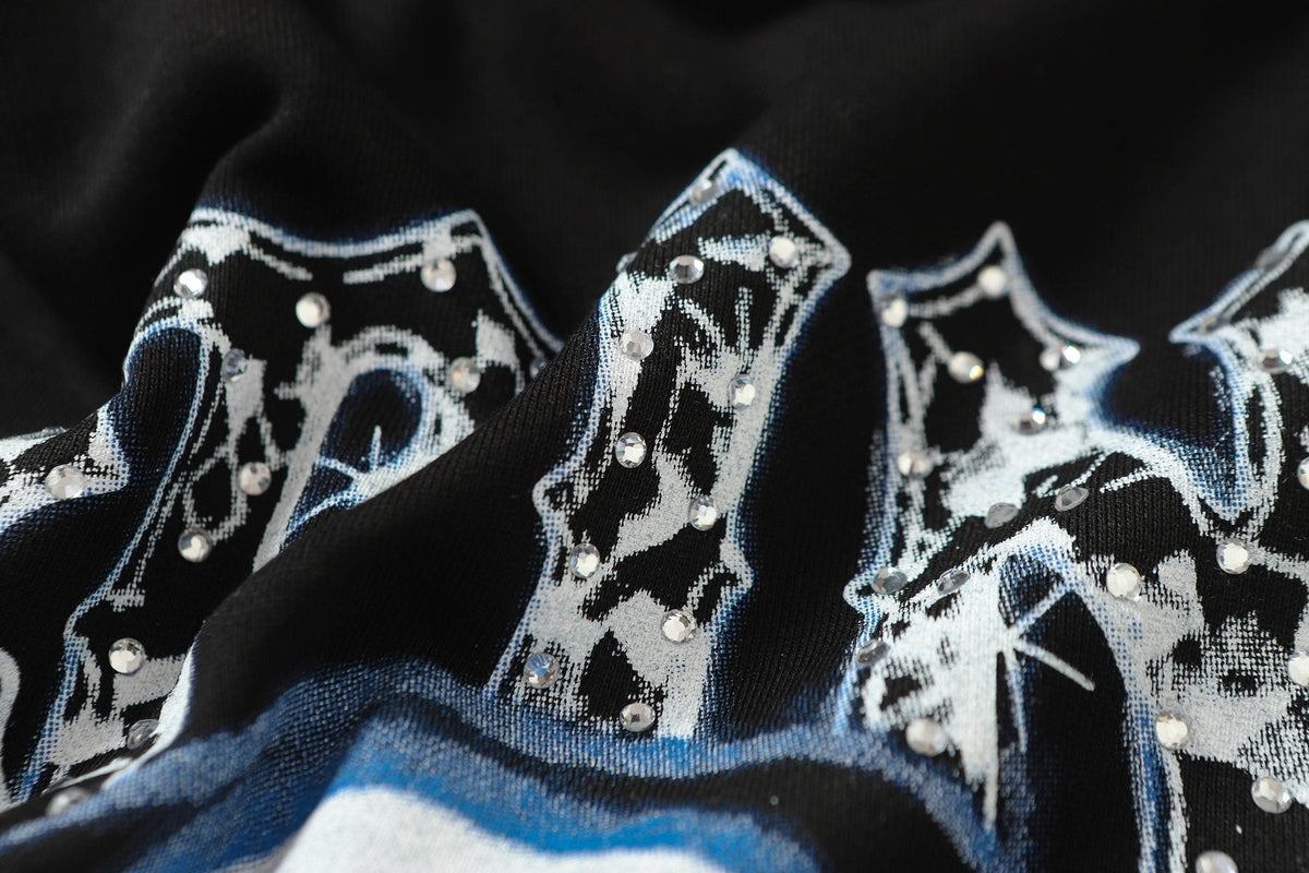 THAT'S A AWFUL LOT OF COUGH SYRUP Star Skull Graphic Hoodie ¡ª fabric_closeup