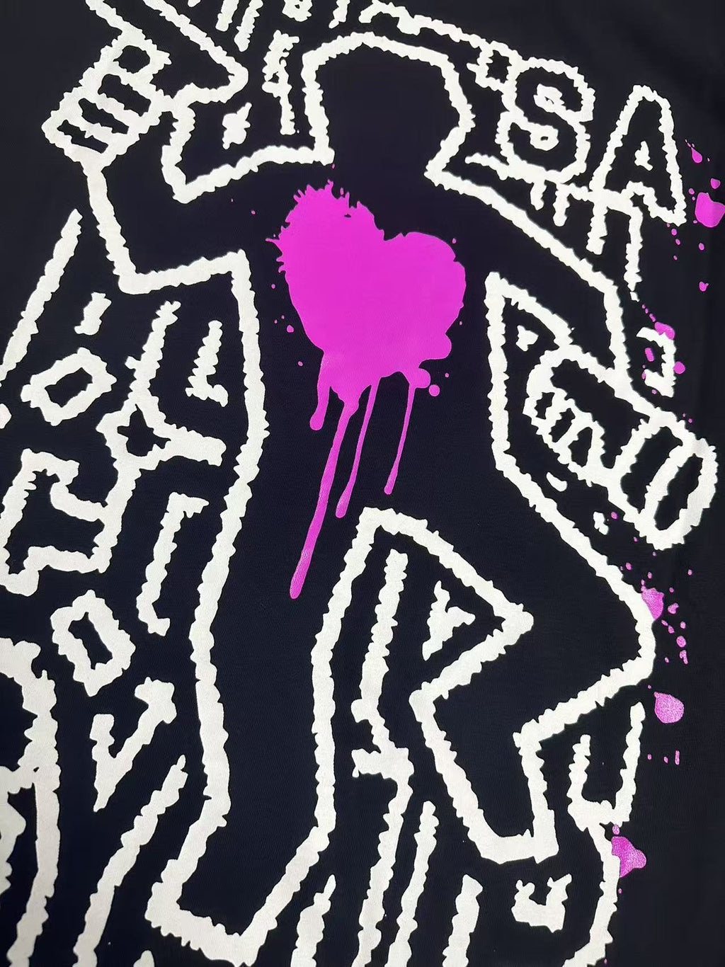 THAT'S A AWFUL LOT OF COUGH SYRUP Pink Splatter Heart Graphic T-Shirt ¡ª detail