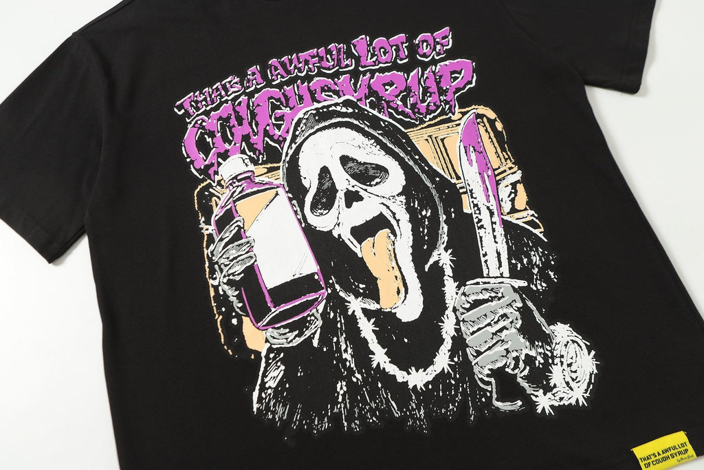 THAT'S A AWFUL LOT OF COUGH SYRUP Black Front & Back Graphic T-Shirt ¡ª detail