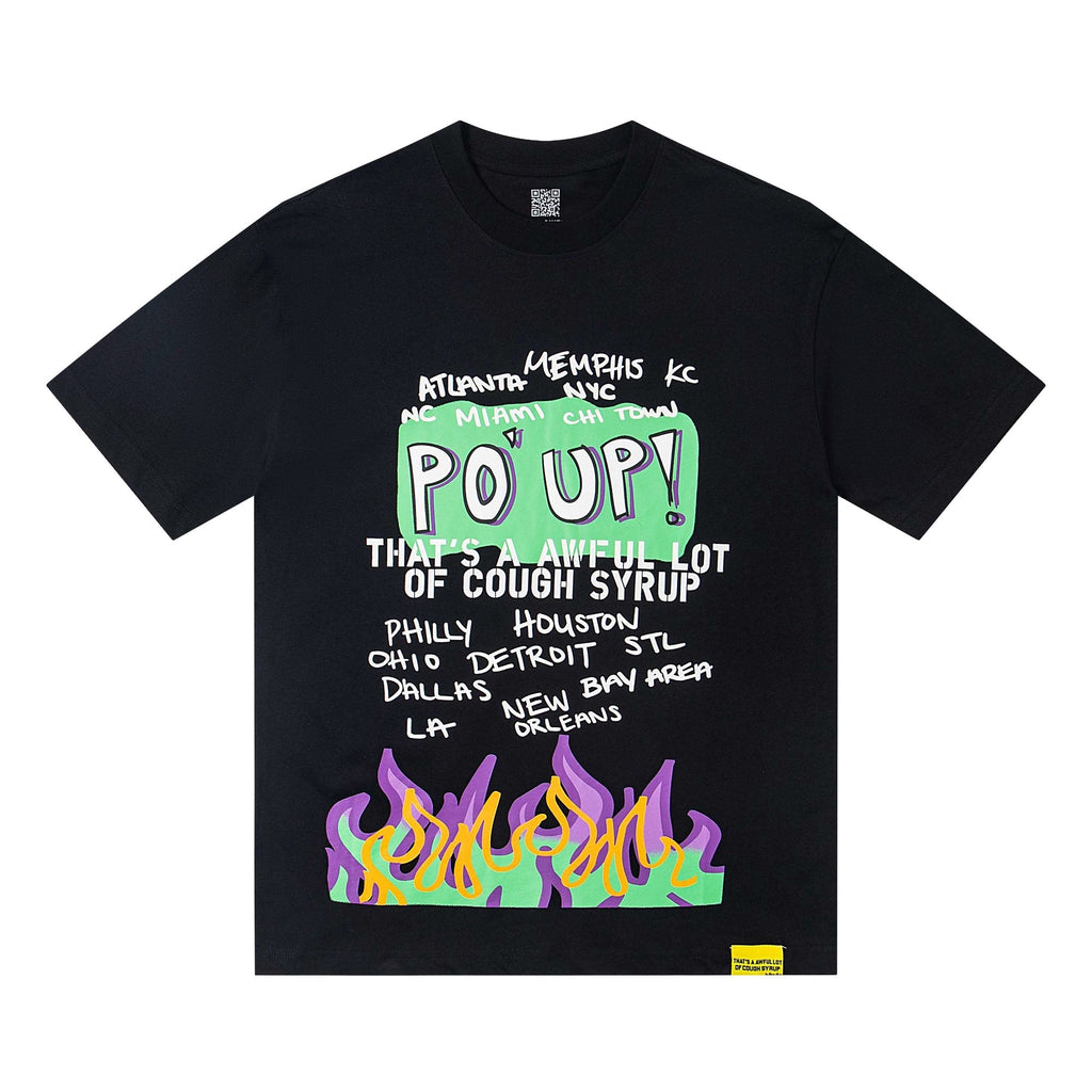THAT'S A AWFUL LOT OF COUGH SYRUP PO UP Flame Graphic Short-Sleeve T-Shirt ¡ª hero