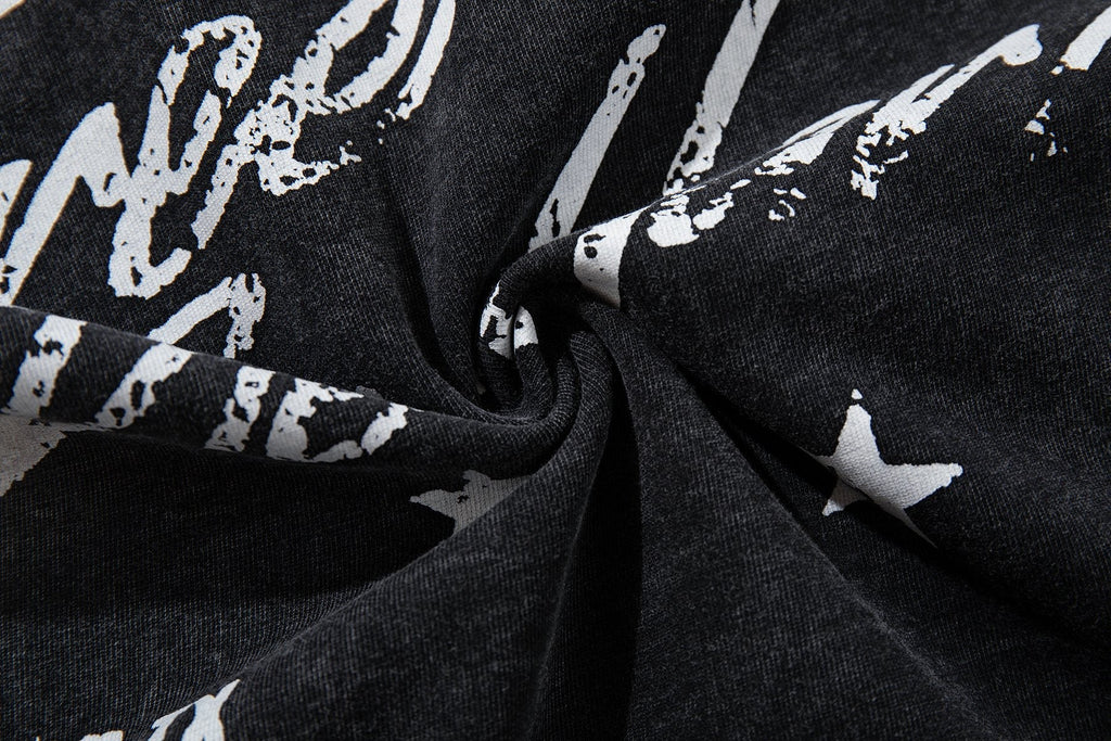 MAJESTIK Washed Black Tour Graphic T-Shirt ¡ª fabric_closeup