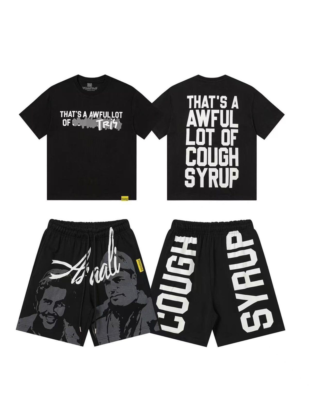 THAT'S A AWFUL LOT OF COUGH SYRUP Minimal Text Short-Sleeve Set ¡ª front