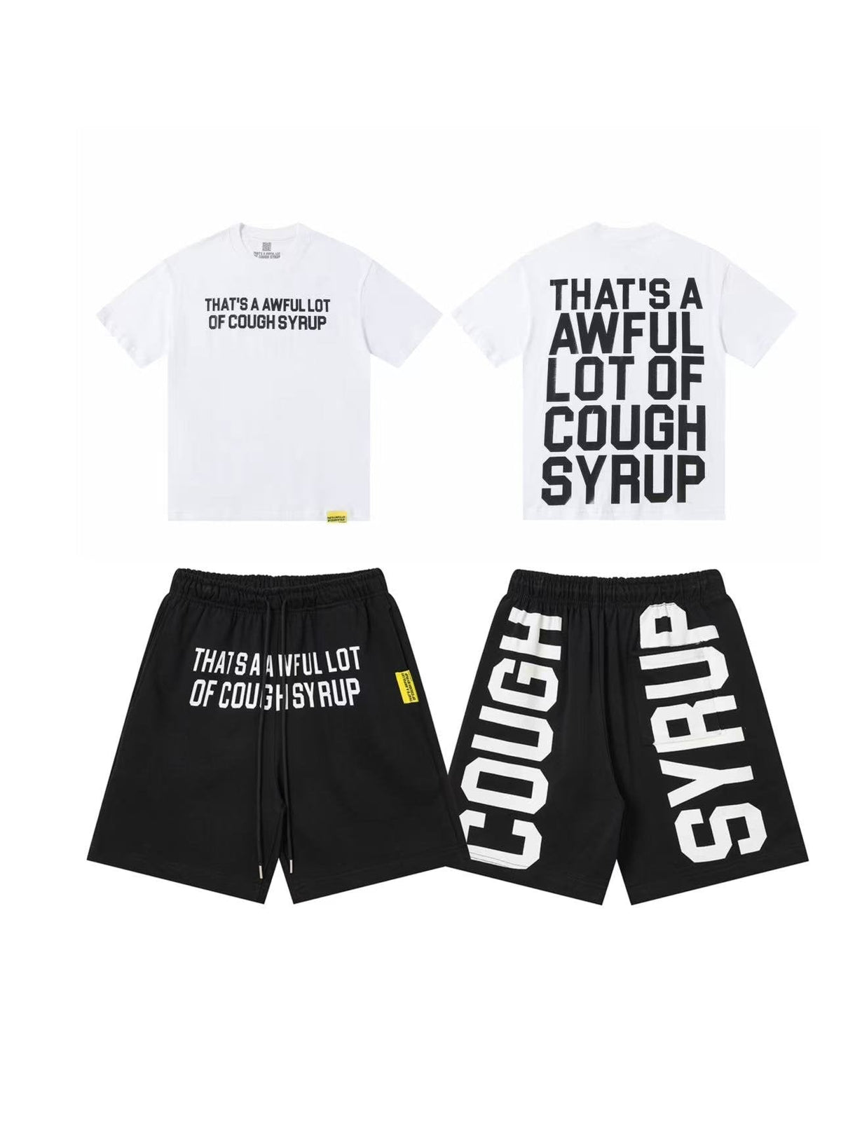 THAT'S A AWFUL LOT OF COUGH SYRUP Bold Wordmark Short-Sleeve Set ¡ª front