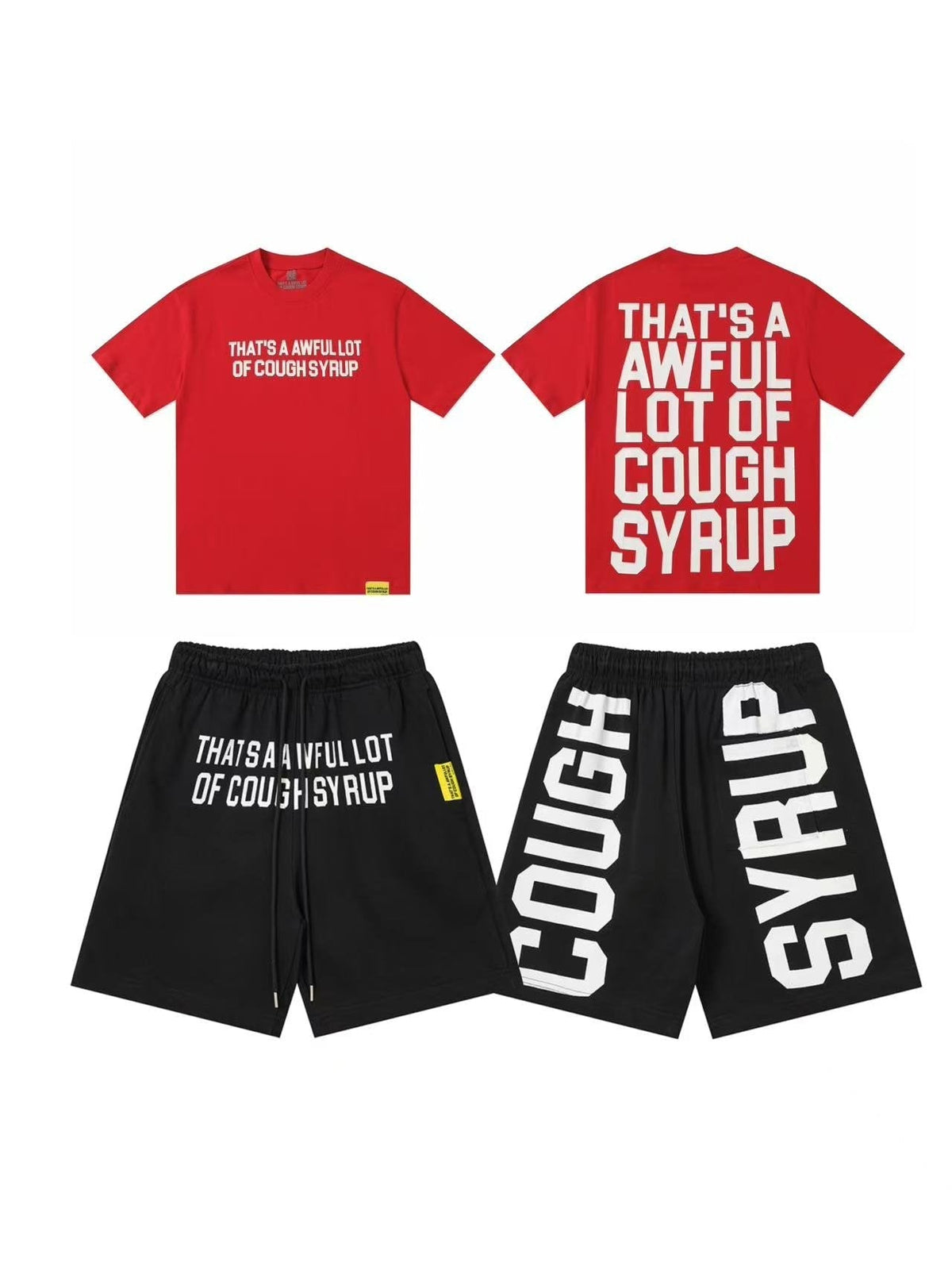 THAT'S A AWFUL LOT OF COUGH SYRUP Bold Wordmark Short-Sleeve Set ¡ª front