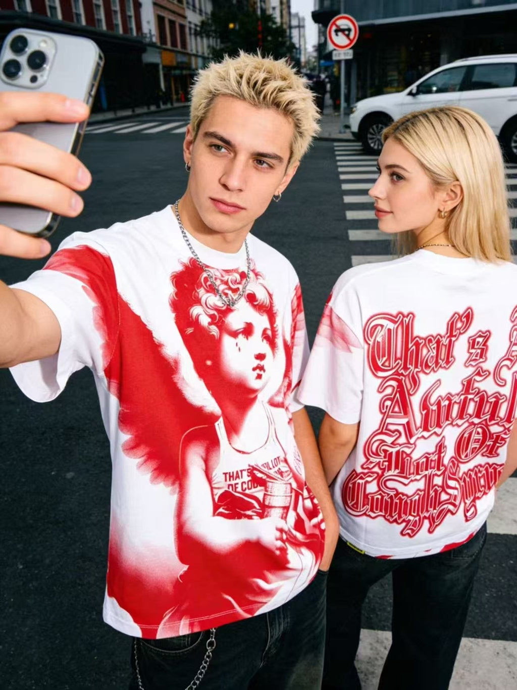 THAT'S A AWFUL LOT OF COUGH SYRUP Angel Gothic Text Graphic T-Shirt ¡ª context